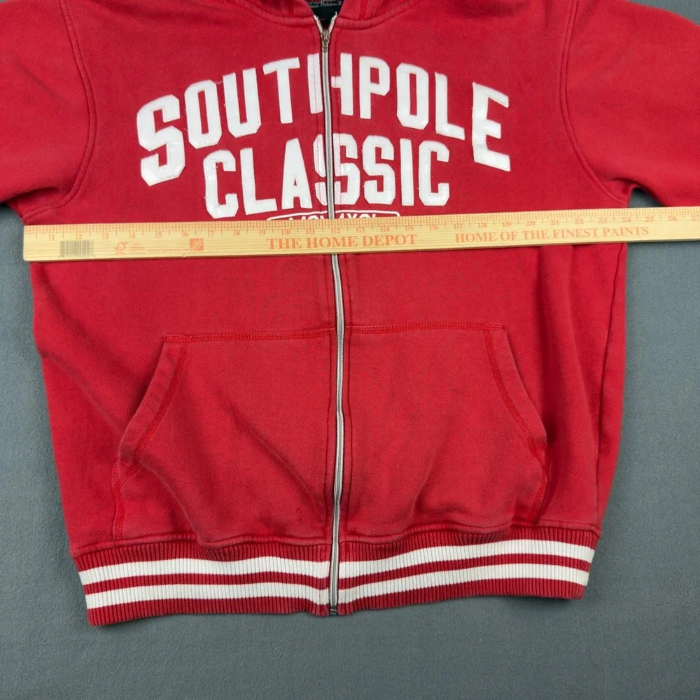 Southpole Classic Red Full Zip Hoodie Mens Large Y2K Streetwear Graphic Logo